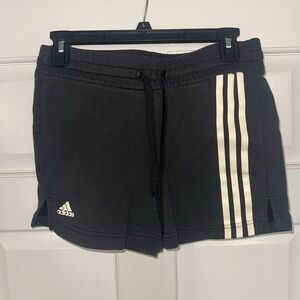 Adidas Women's Athletic Shorts in Black with Cream Stripes